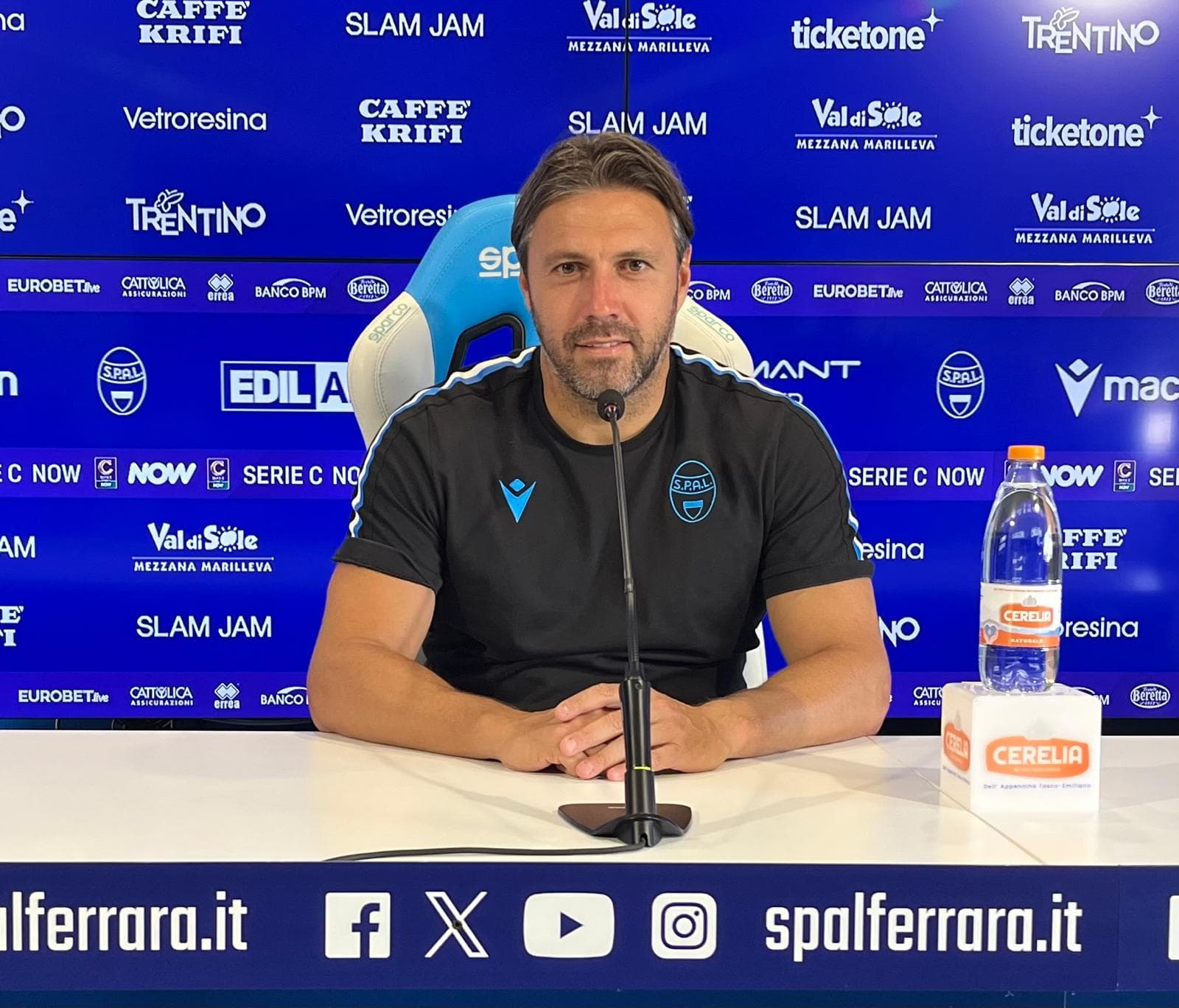 Mister Dossena in conferenza stampa prima di Milan Futuro-SPAL