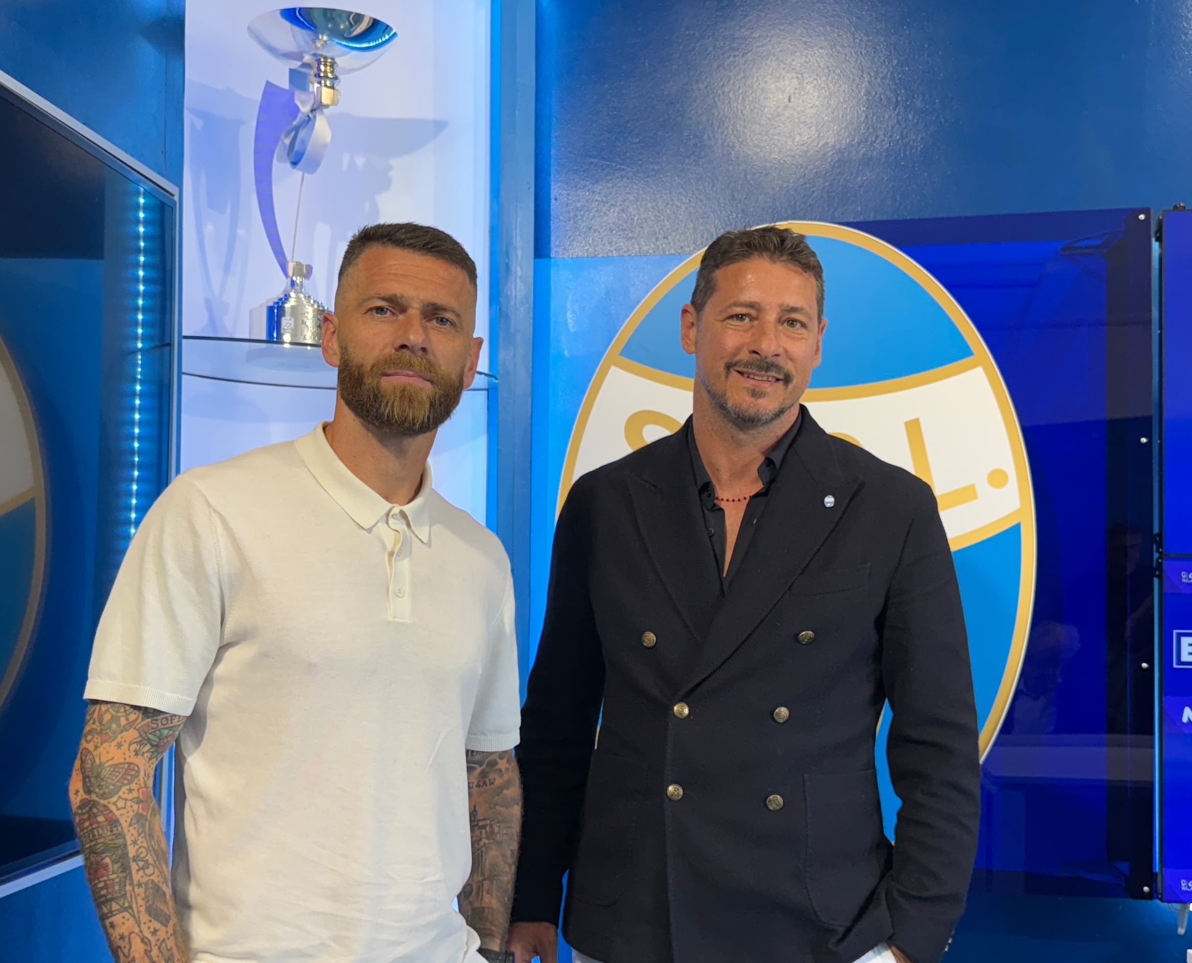 Alex Casella e Mirco Antenucci nella conferenza stampa prima di SPAL-Milan Futuro