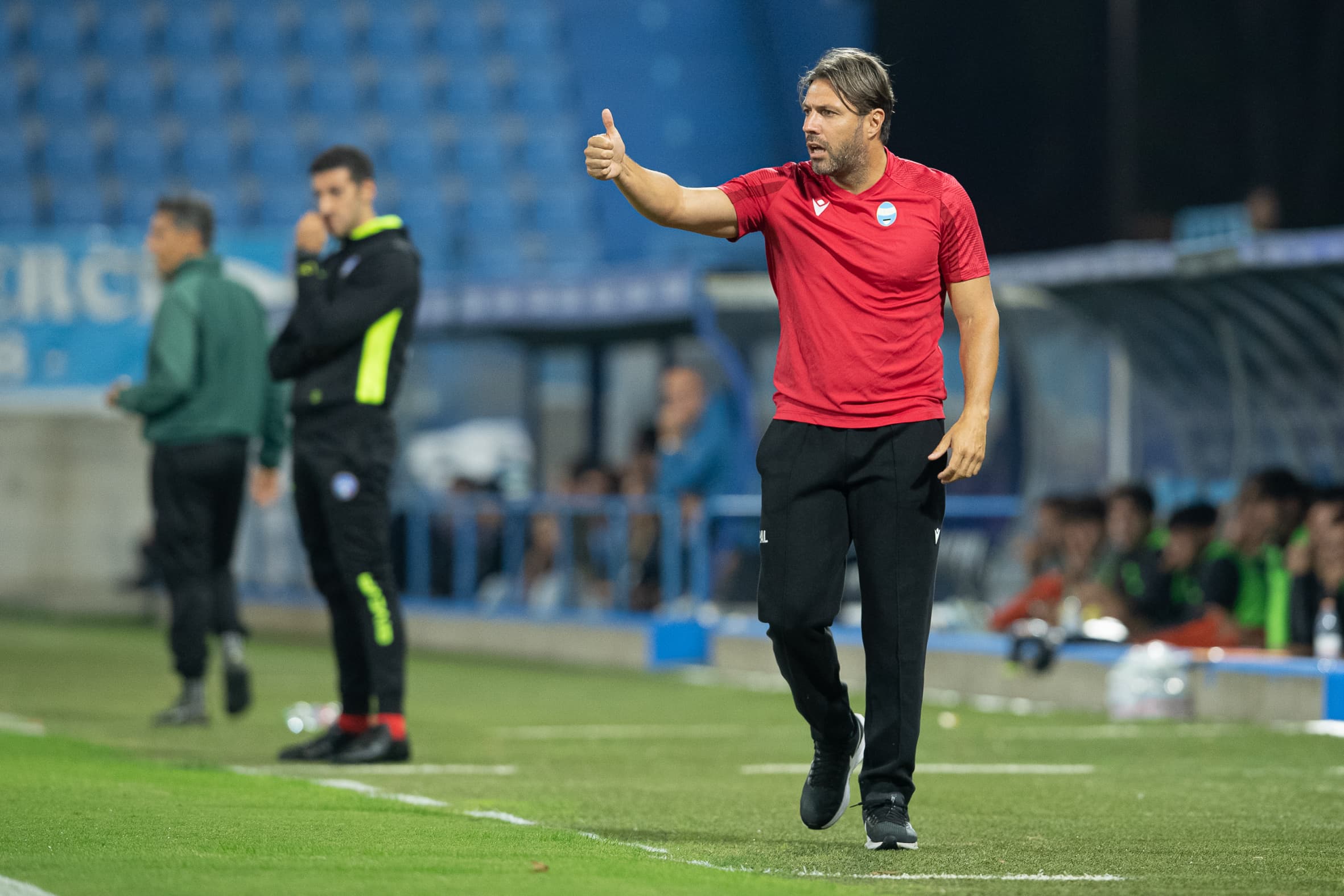 Mister Dossena e Matteo Arena dopo la vittoria casalinga con il Carpi