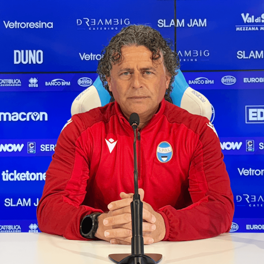 Mister Baldini nel pre partita di SPAL-Pontedera