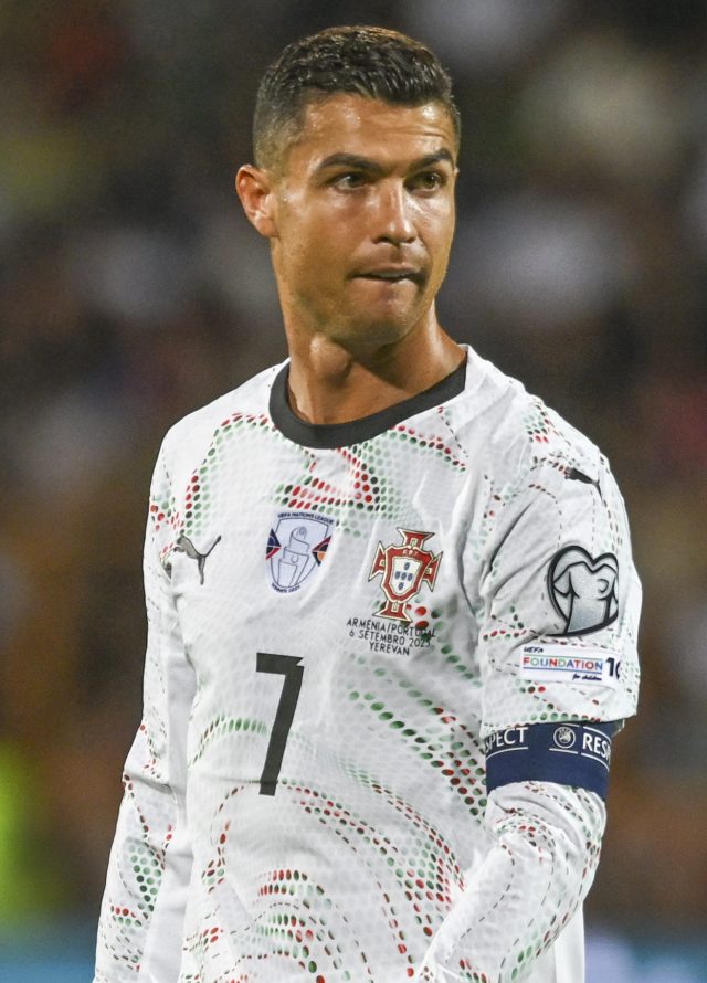 Cristiano Ronaldo con la maglia del Portogallo durante una partita internazionale