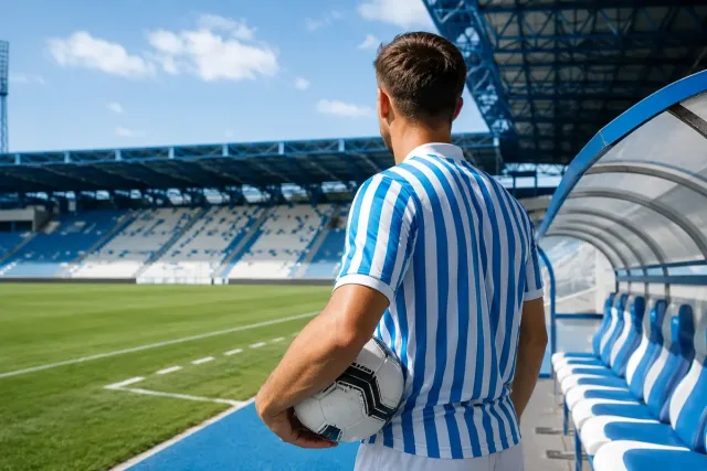 Giocatore in attesa allo stadio