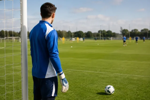 Portiere durante una seduta di allenamento estiva