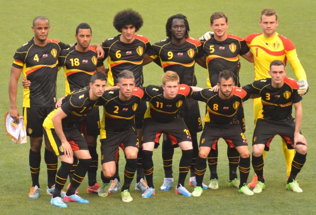 La nazionale del Belgio prima di una partita contro gli Stati Uniti
