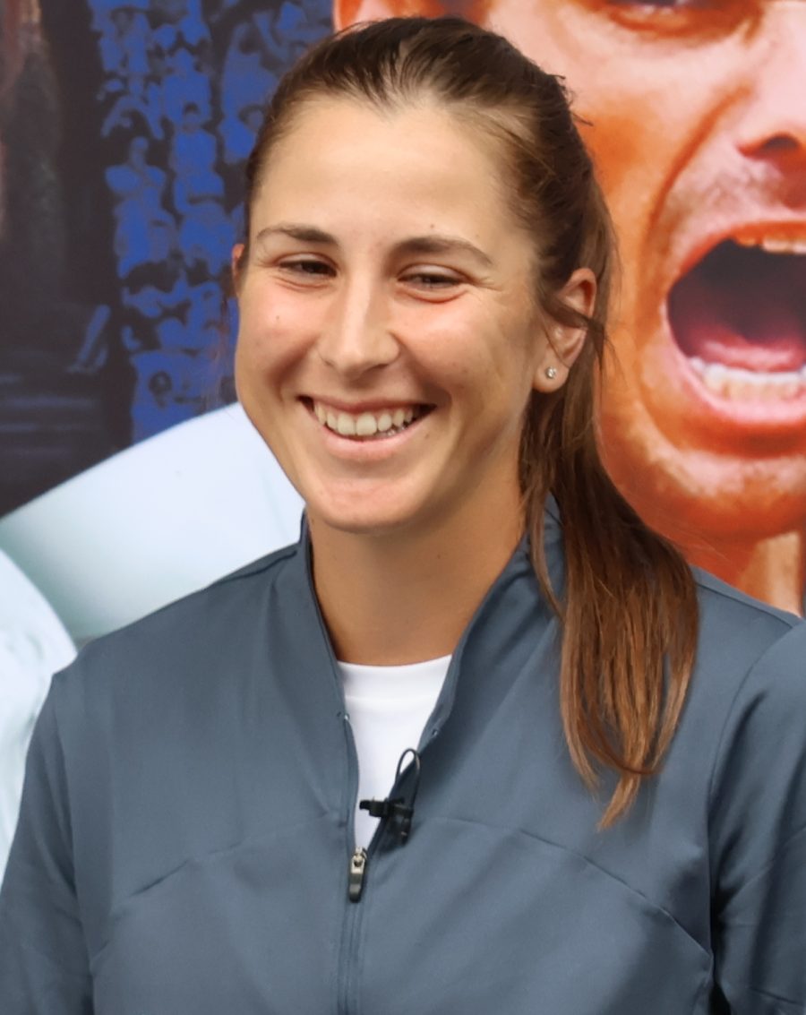 Belinda Bencic durante un incontro con i media al DC Open 2023