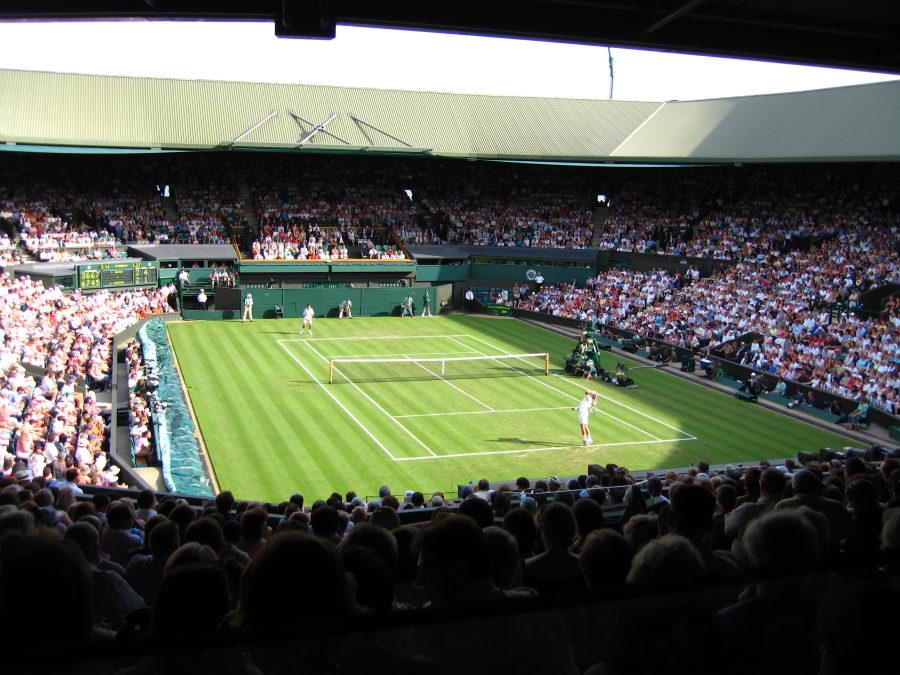 Il Centre Court di Wimbledon durante il torneo