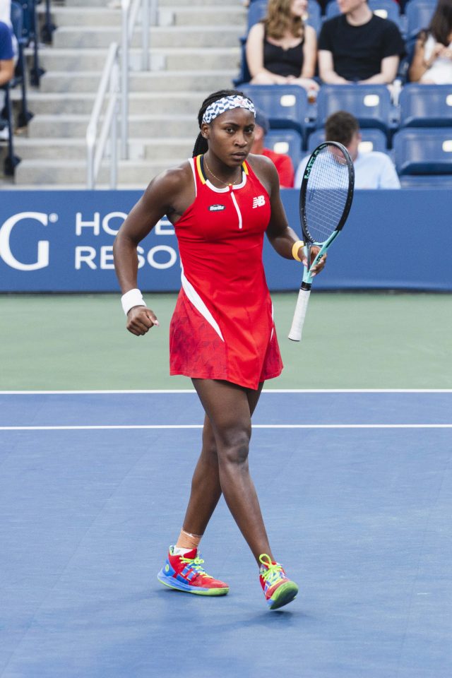 Coco Gauff durante un match di tennis