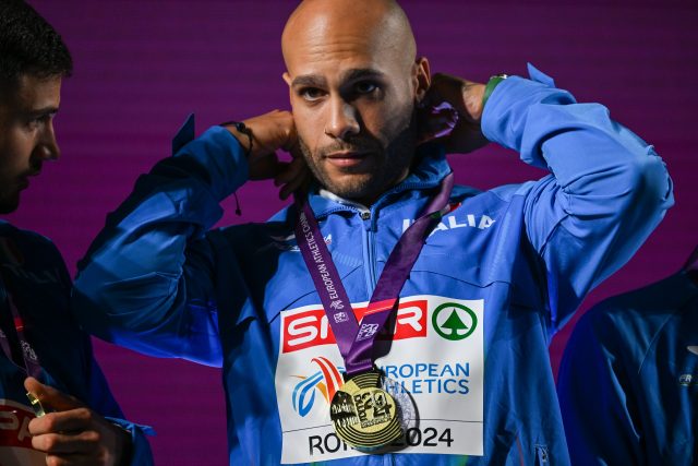 Marcell Jacobs in pista agli Europei di atletica 2024