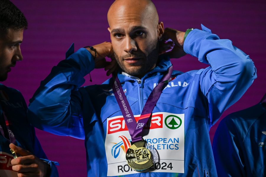 Marcell Jacobs in pista agli Europei di atletica 2024