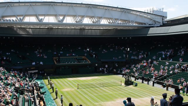 Il Centre Court di Wimbledon durante il torneo