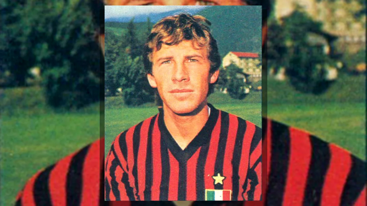 Franco Baresi giovane con la maglia del Milan nel 1979