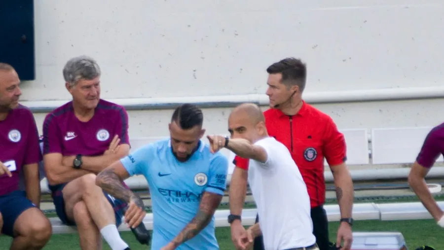 Pep Guardiola durante una partita del Manchester City