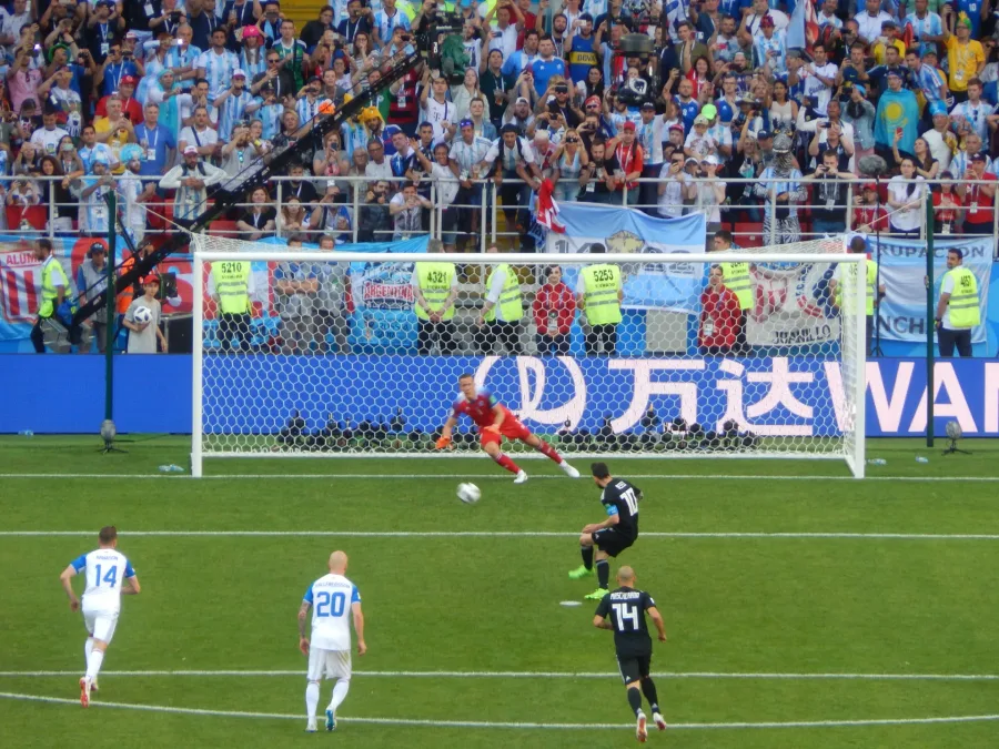 Lionel Messi con la maglia dell'Argentina durante un Mondiale