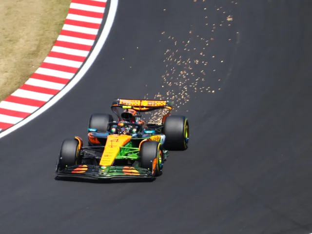 Lando Norris in pista con la McLaren durante un Gran Premio di Formula 1