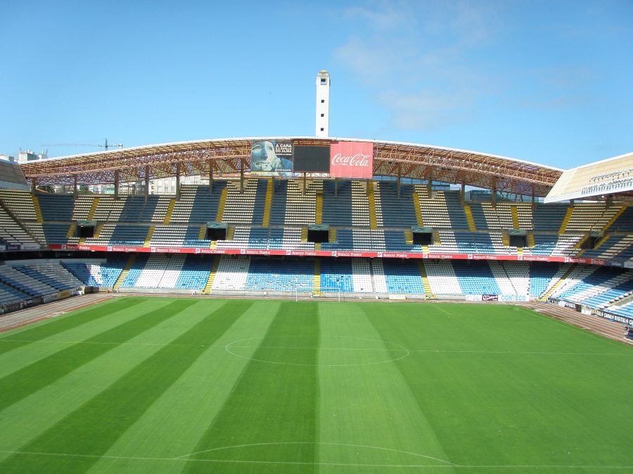 Vista interna dello stadio Riazor del Deportivo La Coruna