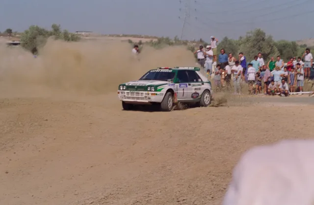Alex Fiorio in azione con la Lancia Delta HF Integrale al Rally di Cipro 1994