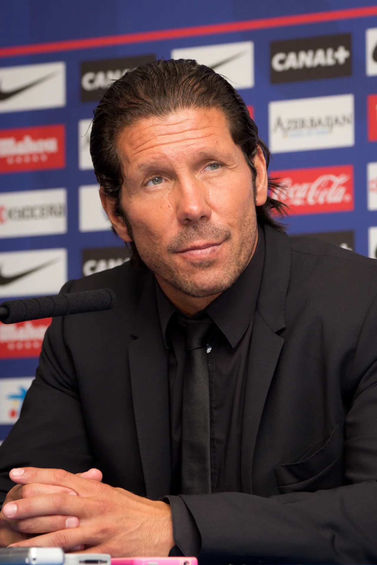 Diego Simeone in conferenza stampa con Atletico Madrid
