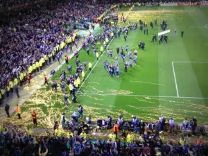 Celebrazione in campo dopo una finale di UEFA Europa League