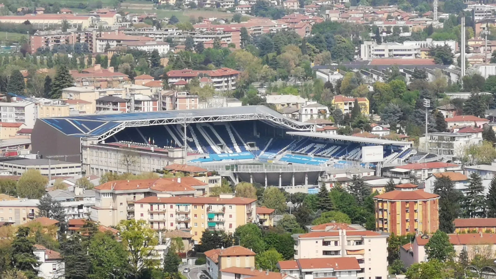 Veduta del Gewiss Stadium di Bergamo, casa dell'Atalanta