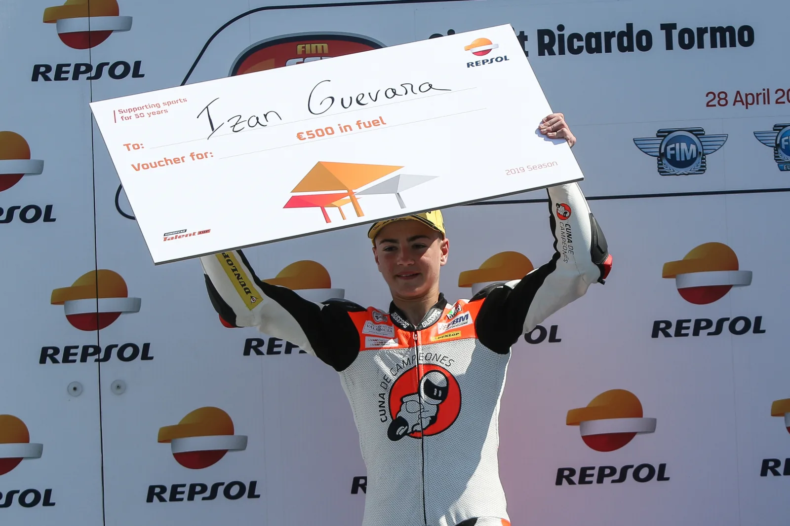 Izan Guevara sul podio FIM CEV Repsol