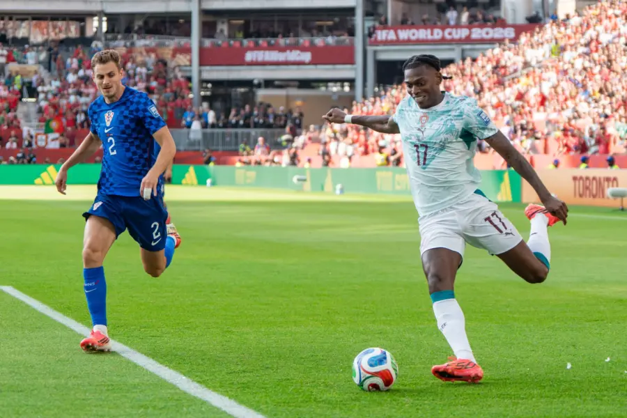 Rafael Leao in azione con il Portogallo nel 2026