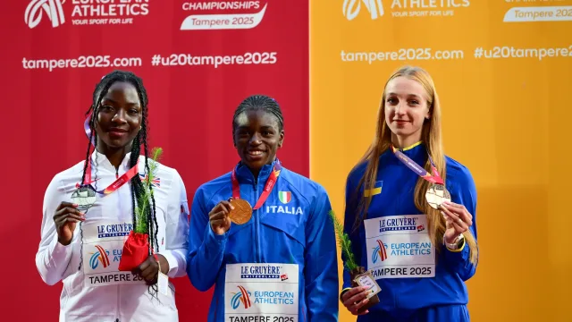 Kelly Doualla sul podio europeo Under 20 dei 100 metri con la maglia dell Italia