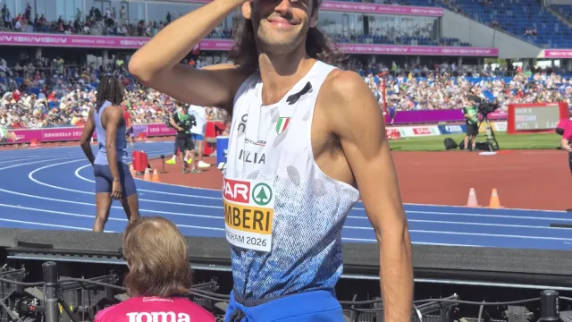 Gianmarco Tamberi all Alexander Stadium durante gli Europei di Birmingham 2026